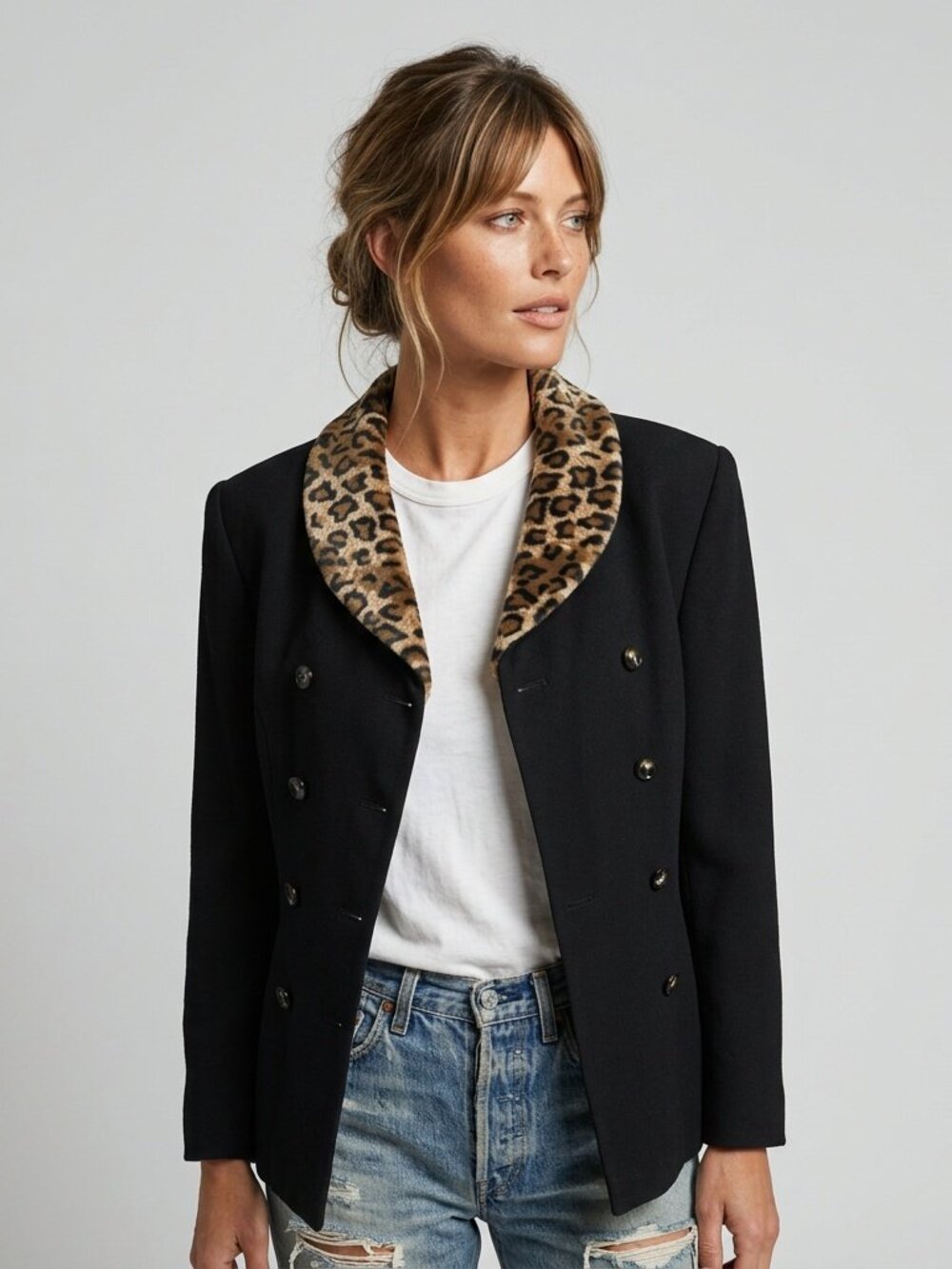 Vintage Blazer Leopard Jacket Cheetah Cheetah Peacoat Dress Jacket Size M